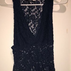 Navy Blue Lace onesie